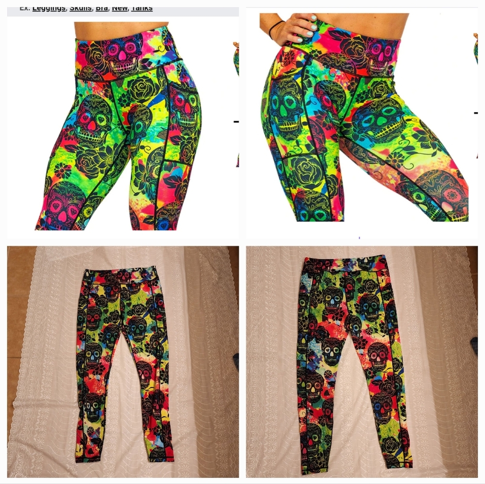 CVG Multi Color Skull & Roses Full Leggings